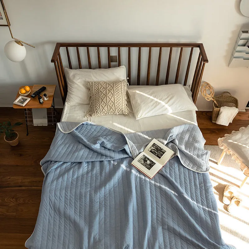 Japanese Summer Quilt, Indian Cotton Summer Cool Quilt, Air Conditioner Quilt, Summer Blanket, Pure Cotton Striped Quilt