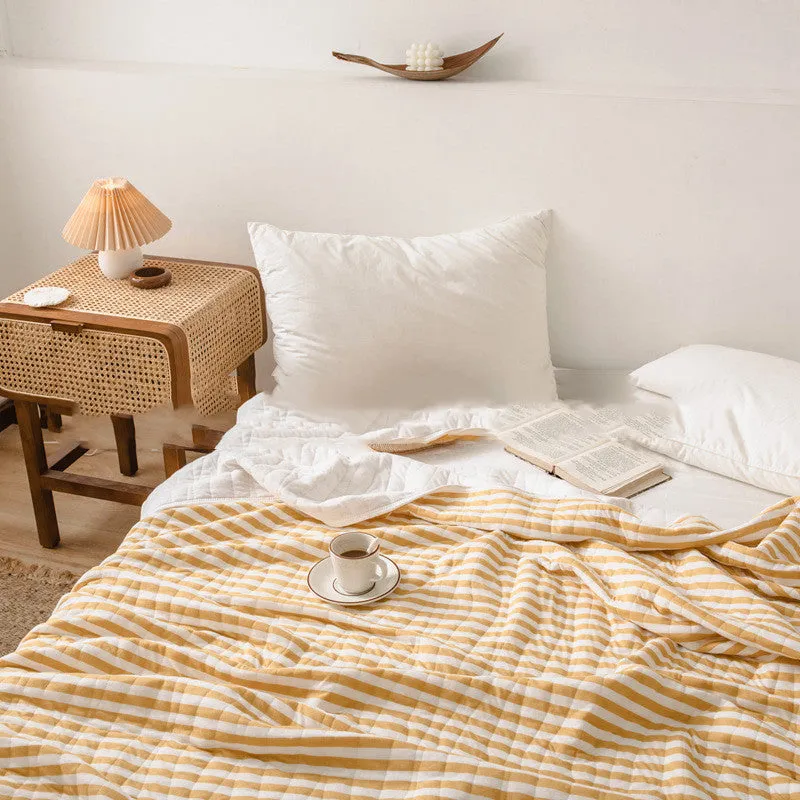 Japanese Summer Quilt, Indian Cotton Summer Cool Quilt, Air Conditioner Quilt, Summer Blanket, Pure Cotton Striped Quilt