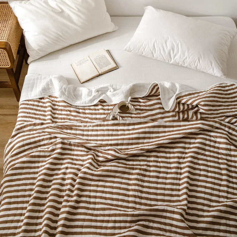 Japanese Summer Quilt, Indian Cotton Summer Cool Quilt, Air Conditioner Quilt, Summer Blanket, Pure Cotton Striped Quilt