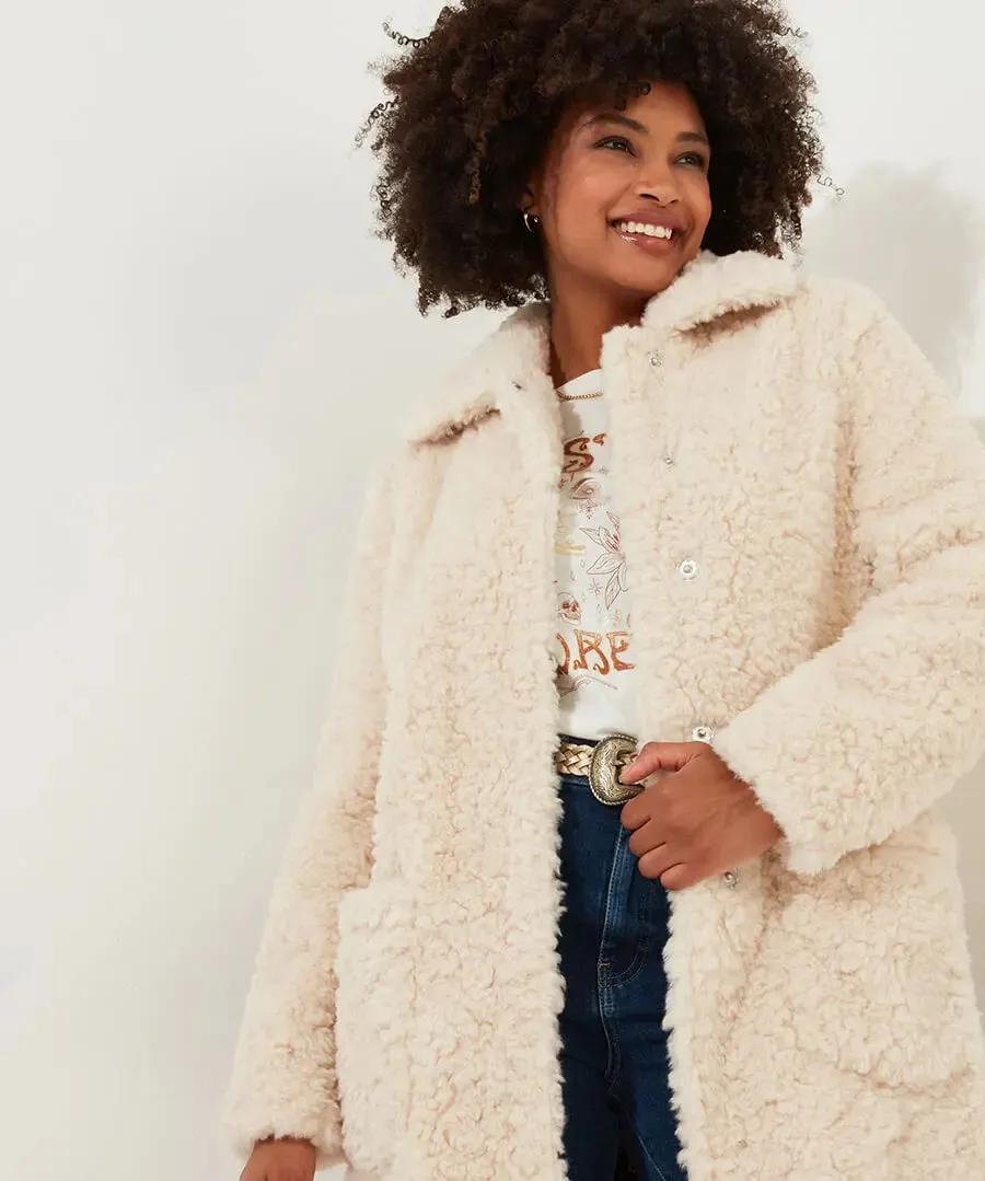 Joe Browns 10 Cream Cosy Up Furry Coat