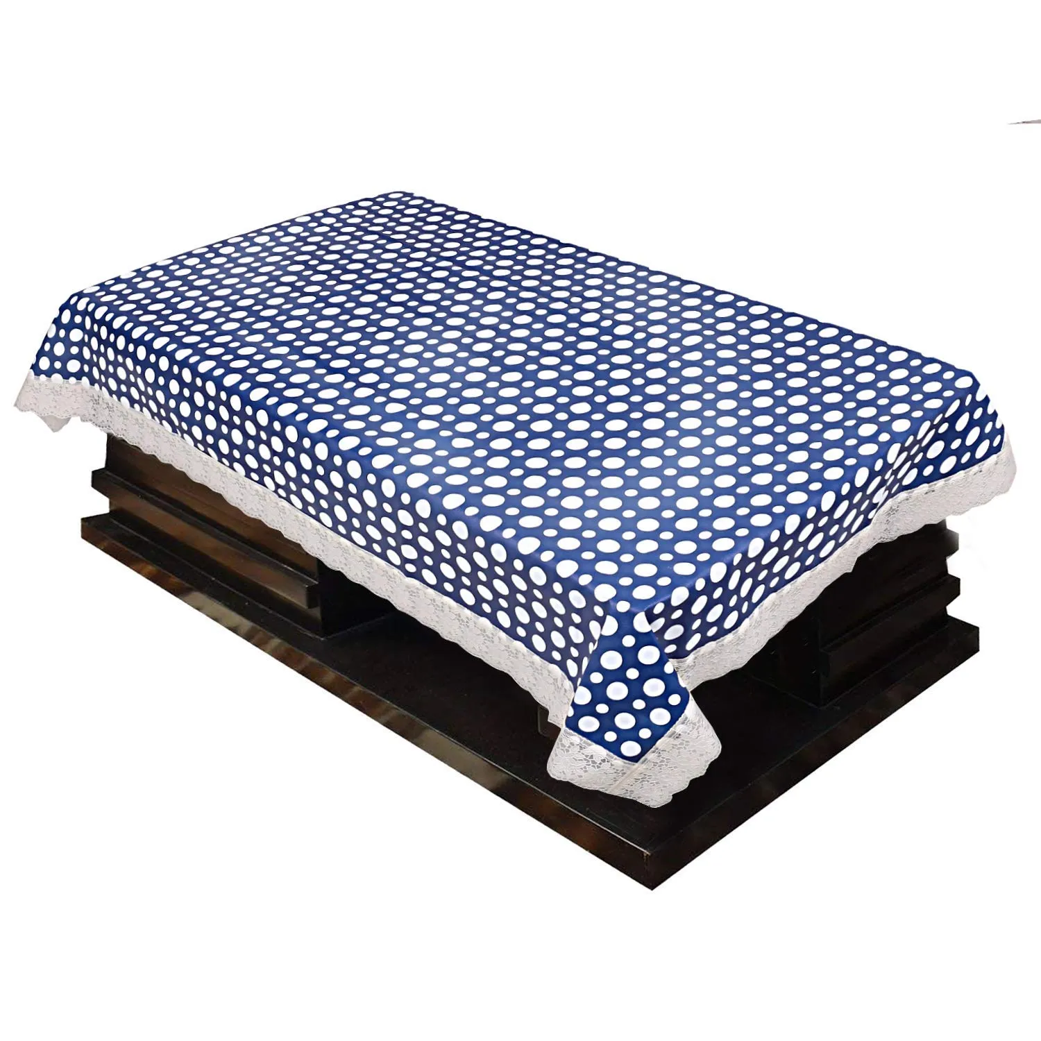 Kuber Industries Polka Dots Design PVC 4 Seater Center Table Cover (Blue)-Ctktc29999-1 Unit