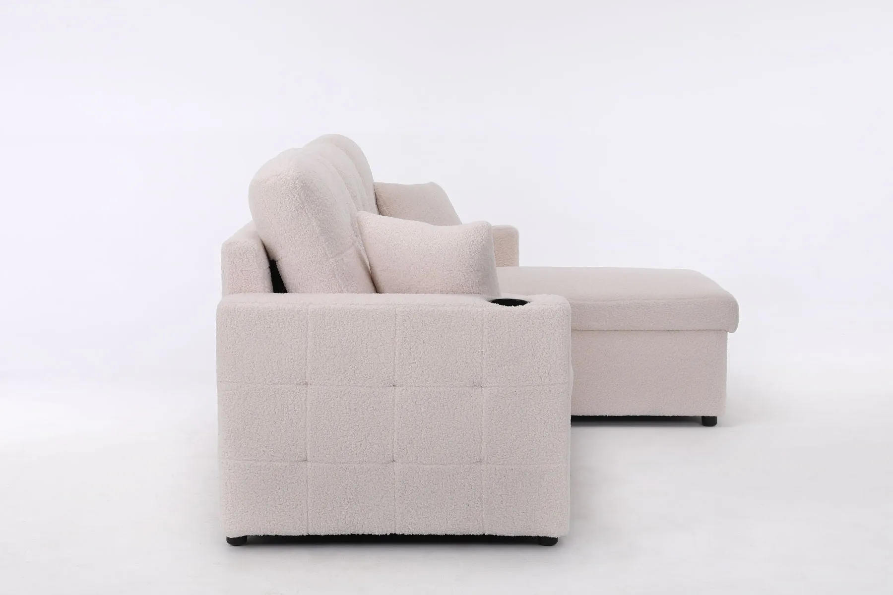 Lambswool - Pull Out Sleeper Sectional Sofa With Storage Chaise