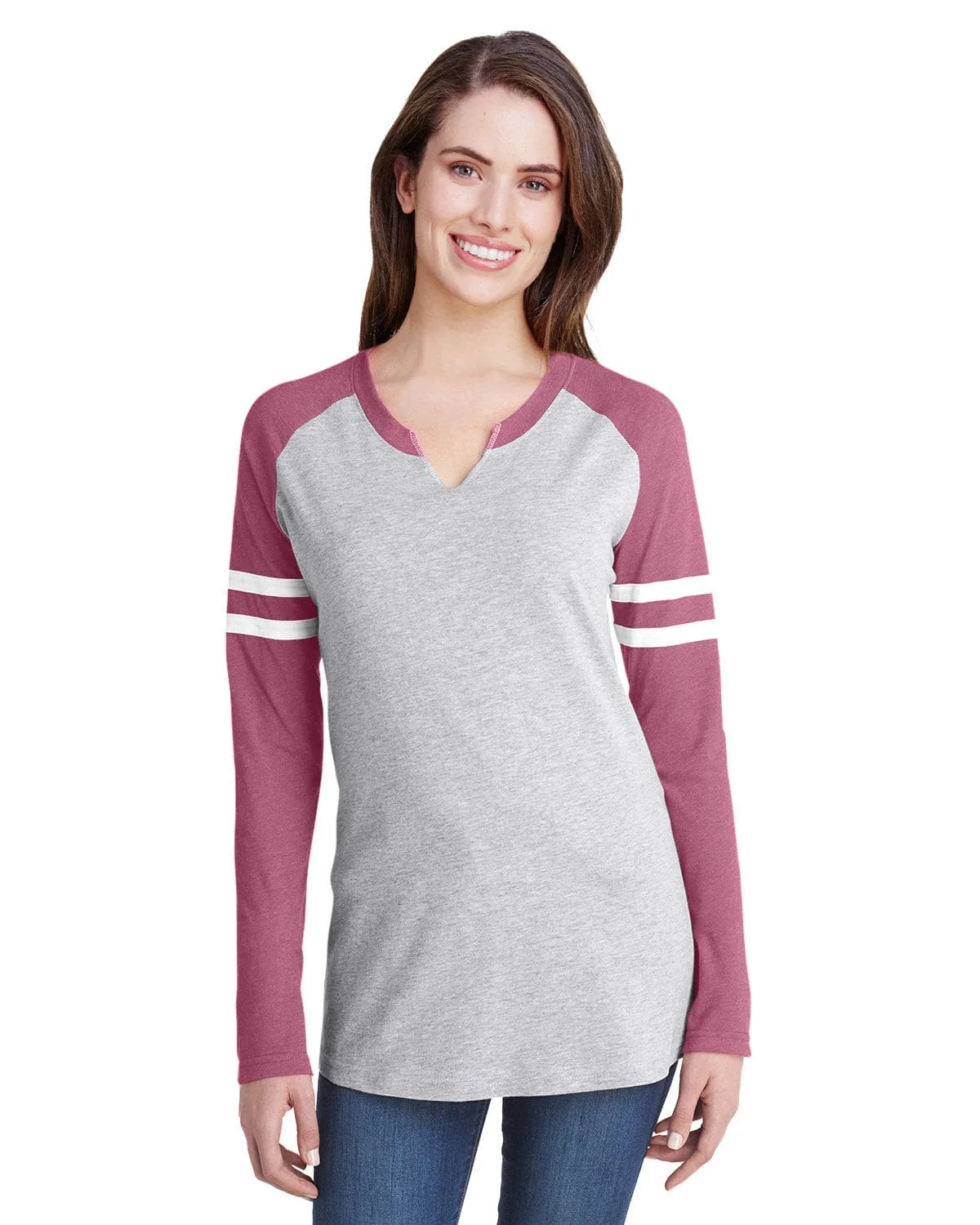 LAT 3534: Ladies' Gameday Mash-Up Long Sleeve Fine Jersey T-Shirt