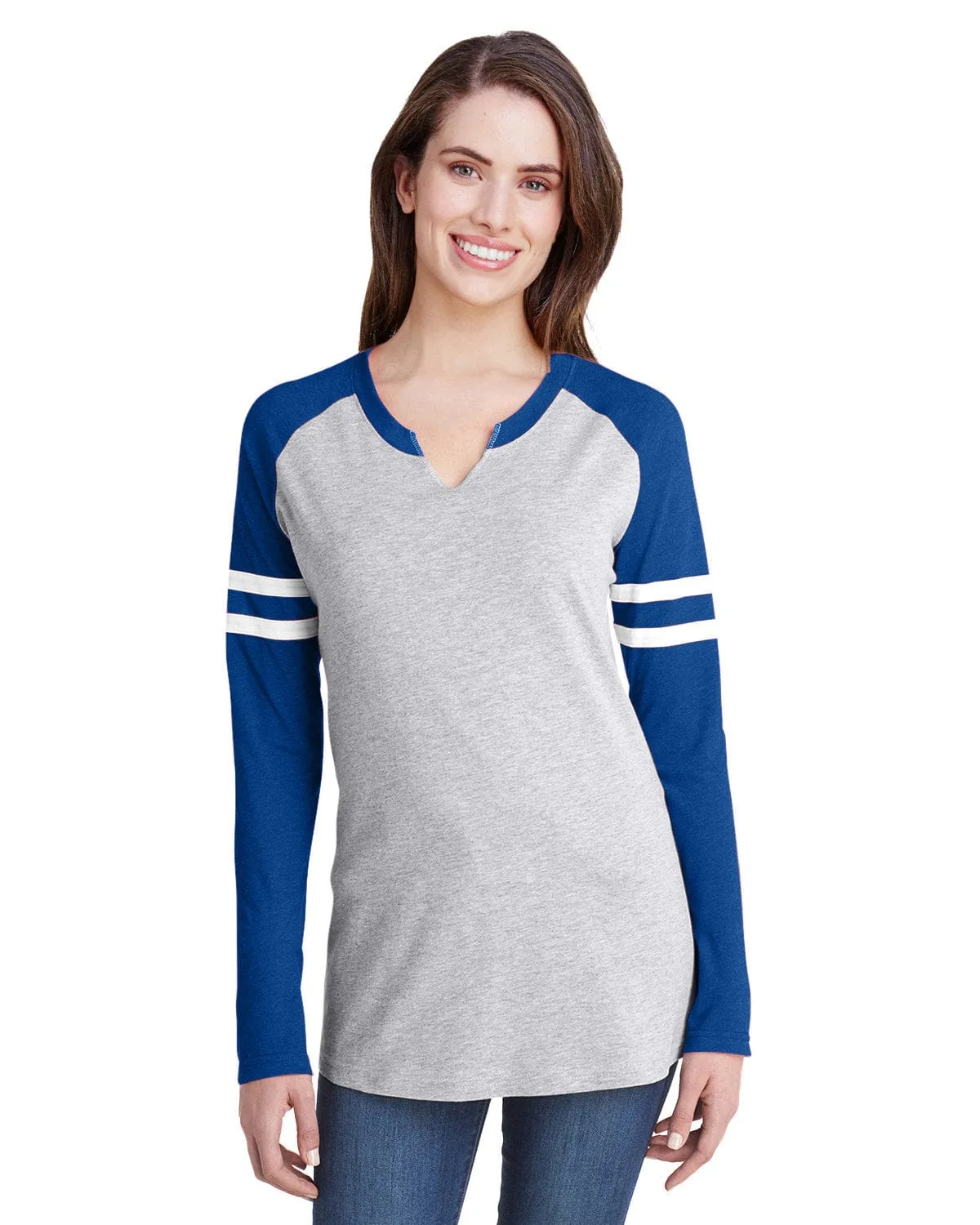 LAT 3534: Ladies' Gameday Mash-Up Long Sleeve Fine Jersey T-Shirt