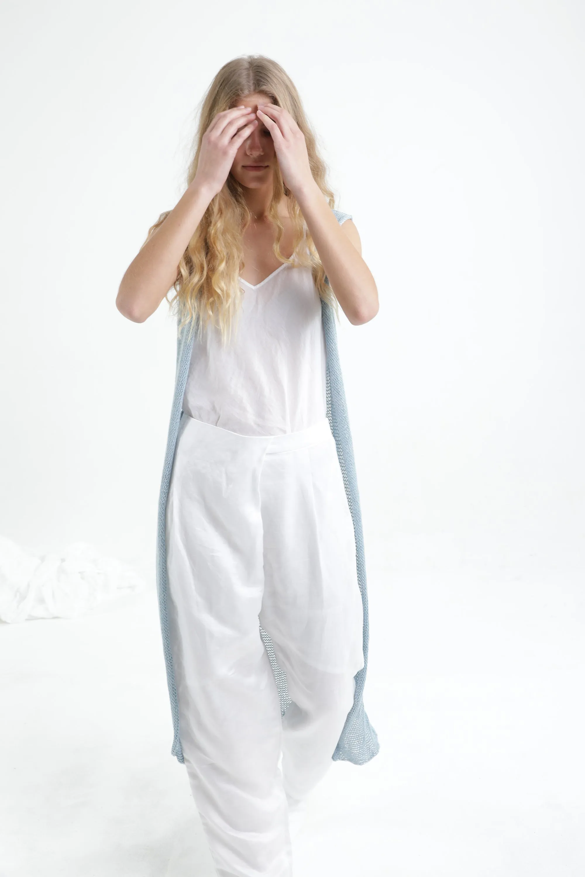 Long Vest Cardigan -aqua