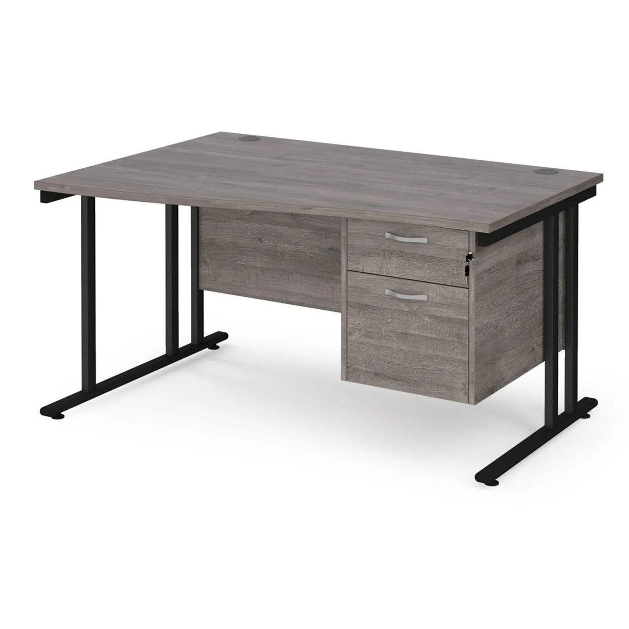 Maestro 25 left hand wave desk with 2 drawer pedestal cantilever leg frame
