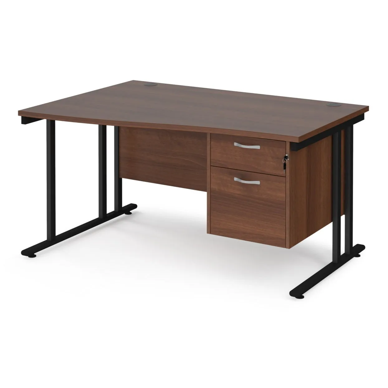 Maestro 25 left hand wave desk with 2 drawer pedestal cantilever leg frame