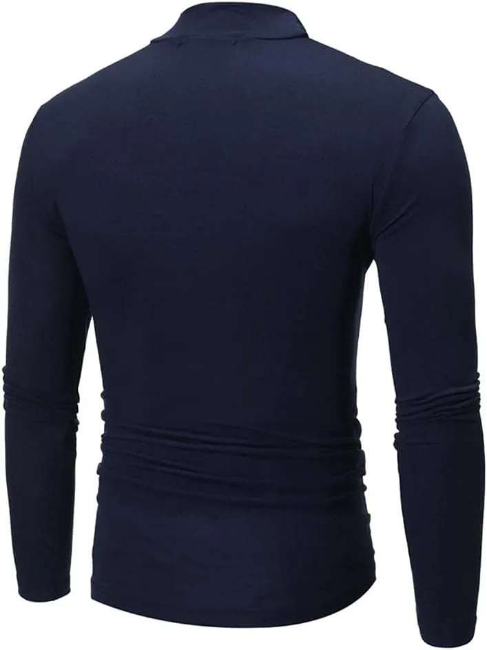 Mens Cotton Thermal Basic Tops Slim Fit Mock Turtleneck Base Layer Shirt Basic Designed Long Sleeve Strenchy Sweatshirts