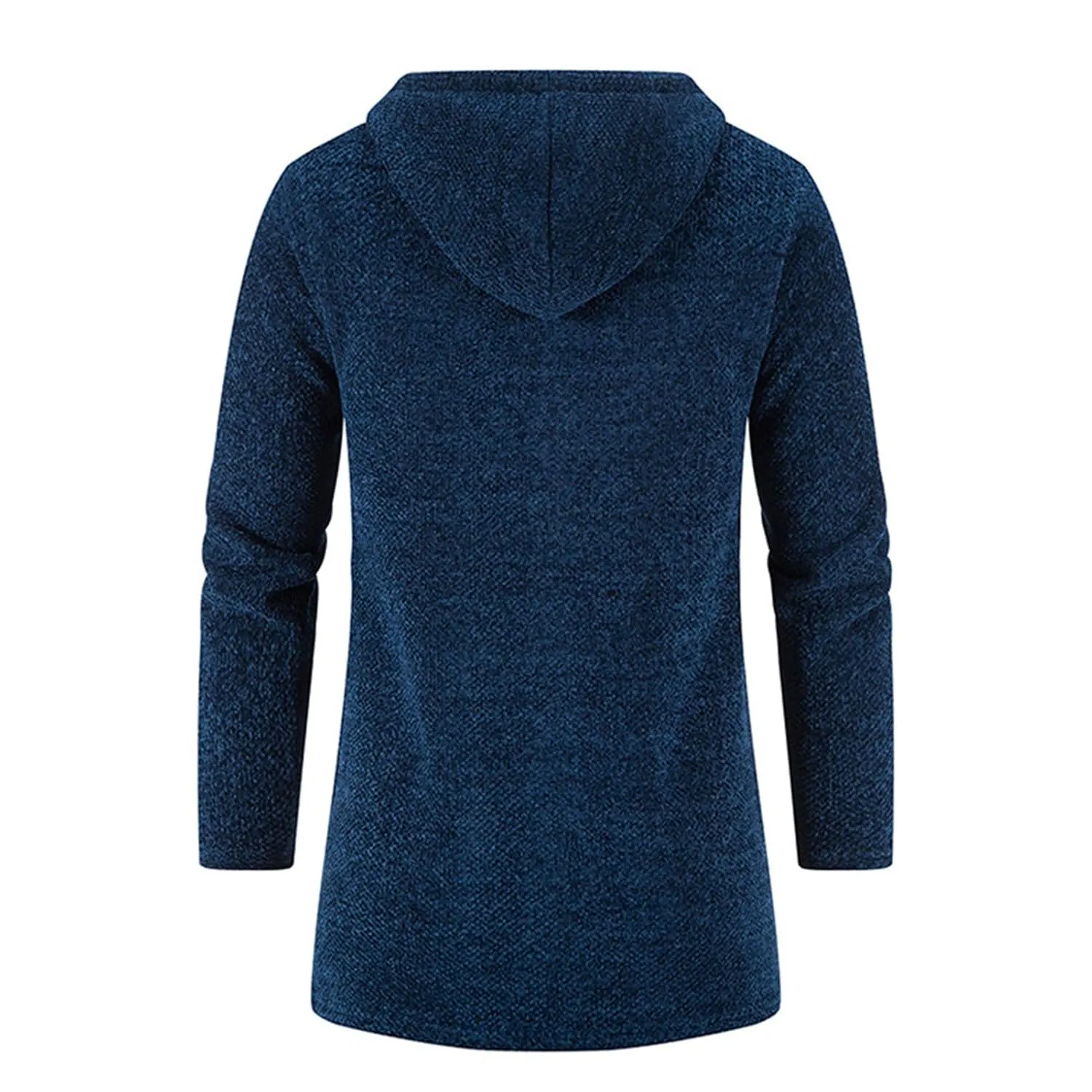 Mens Solid Knit Hooded Cardigan Full Zip Long Open Front Sweater Slim Fit Casual Lightweight Longline Cardigans (Dark Blue,Large)