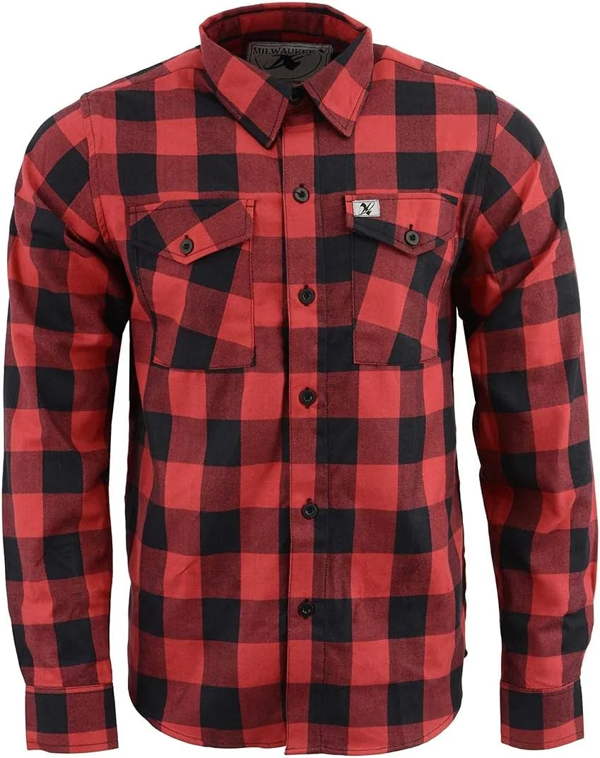 Milwaukee Leather Mng11631 Men's Black and Red Long Sleeve Flannel