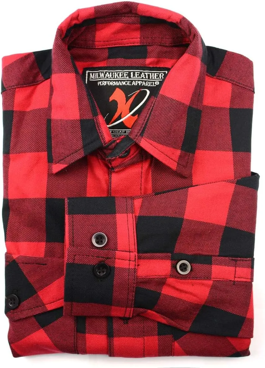 Milwaukee Leather Mng11631 Men's Black and Red Long Sleeve Flannel