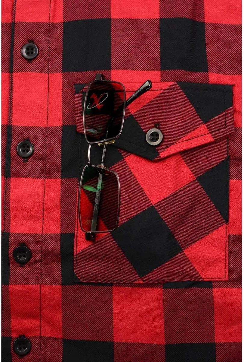 Milwaukee Leather Mng11631 Men's Black and Red Long Sleeve Flannel