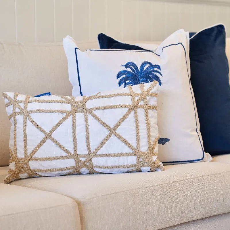 Mirage Haven Zara Braids Crosses White 30x50cm Cushion Cover