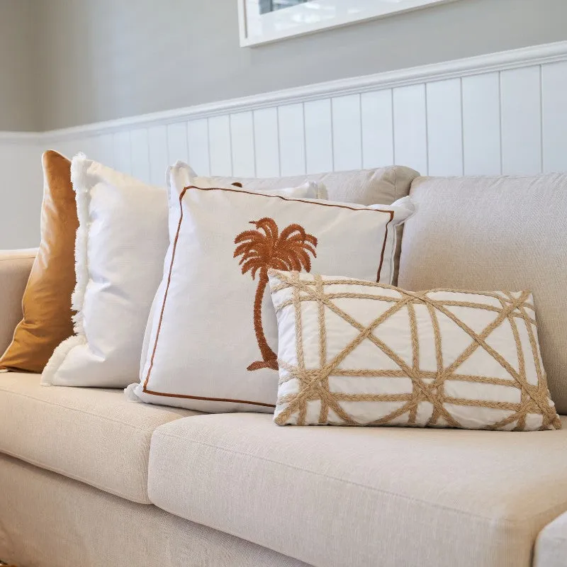 Mirage Haven Zara Braids Crosses White 30x50cm Cushion Cover