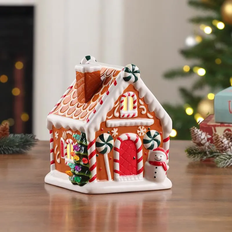 Mr. Christmas LED Brown Ceramic Gingerbread House Christmas Village 7 in.