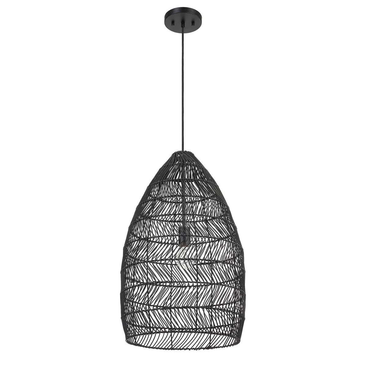 Nandi 1 Light Woven Black Pendant