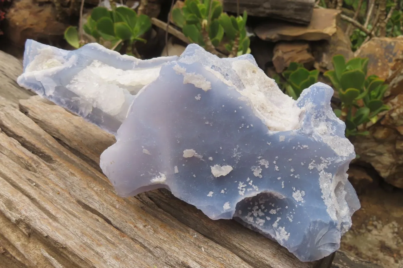 Natural Etched Blue Chalcedony Geode Specimen x 1 From Malawi
