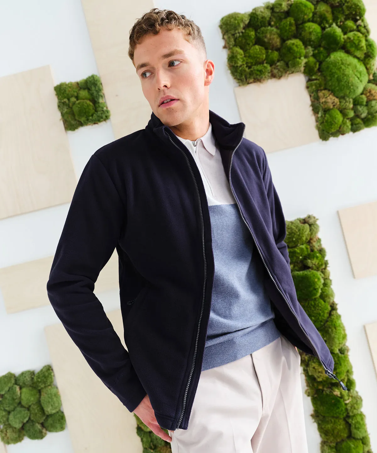 Navy - Honestly made recycled full zip microfleece