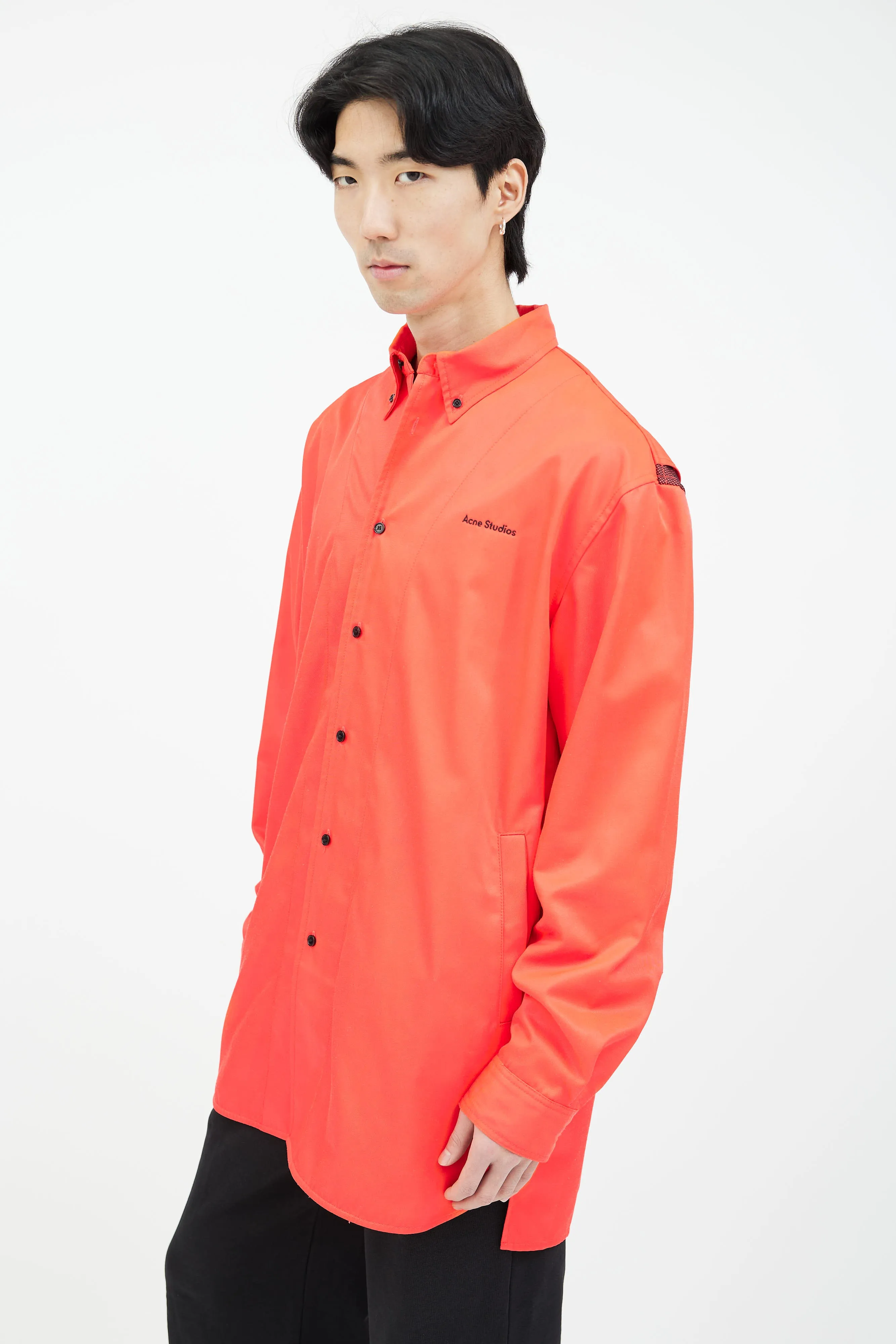 Neon Red Embroidered Logo Jacket