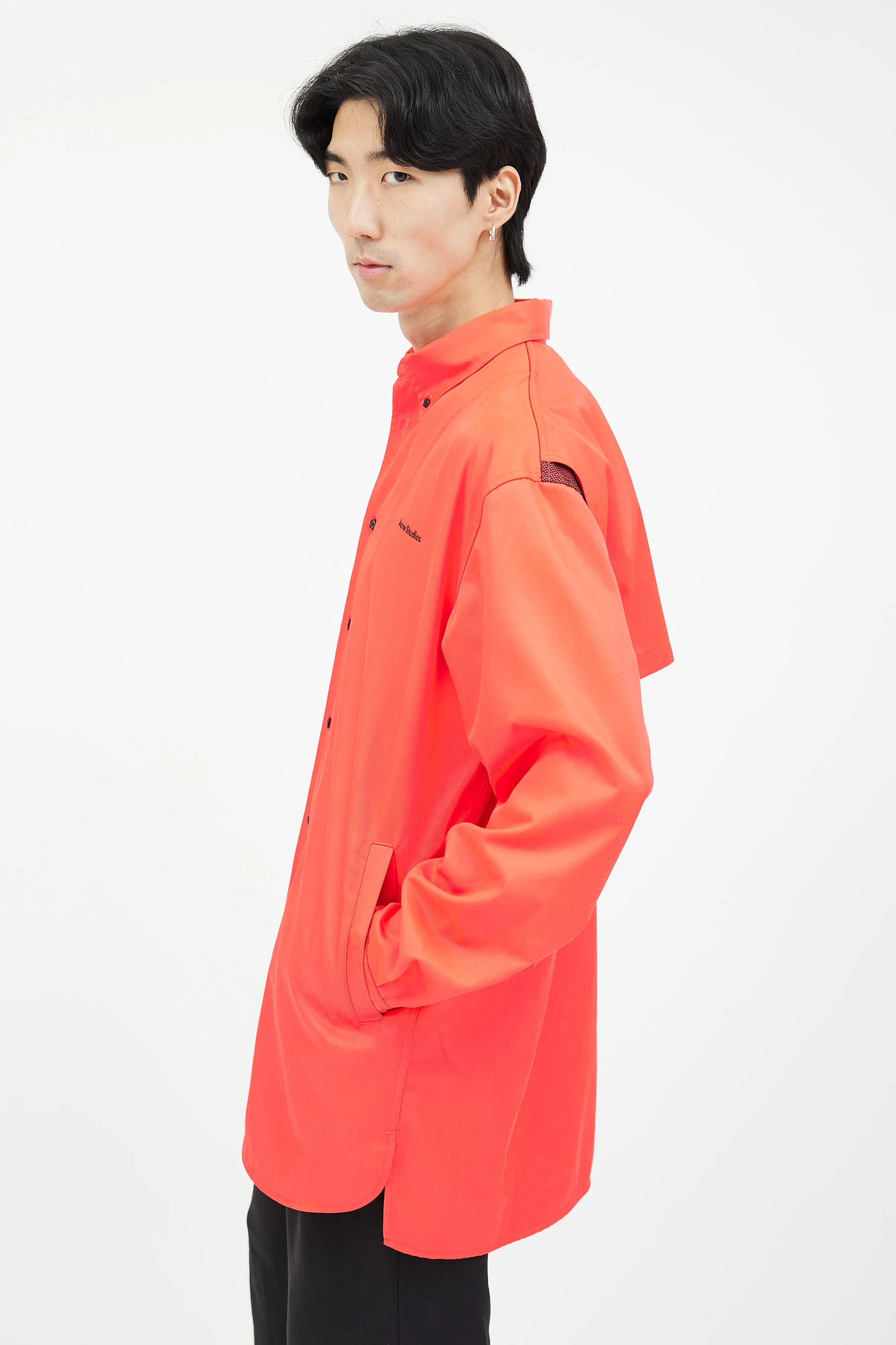 Neon Red Embroidered Logo Jacket