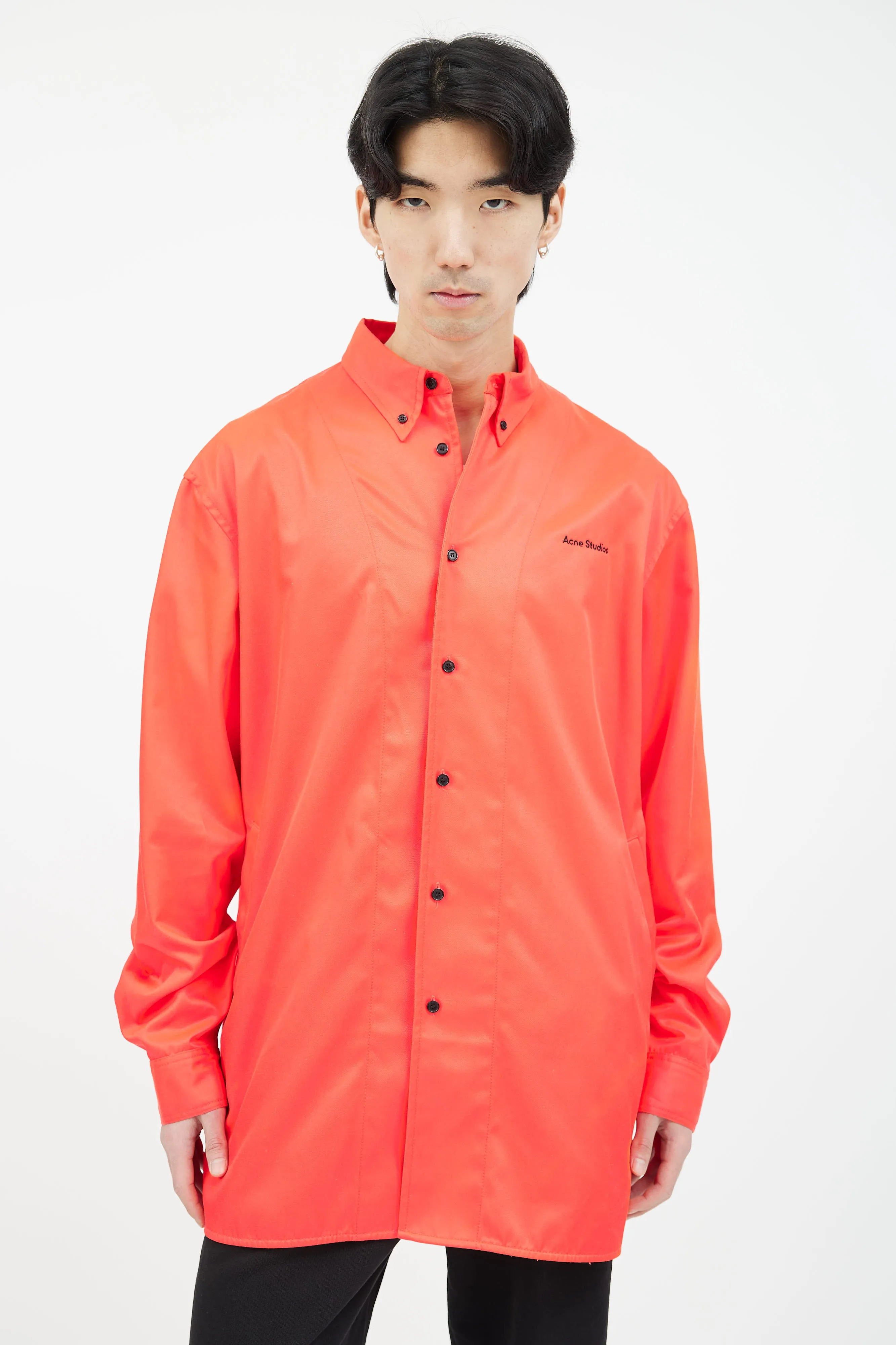 Neon Red Embroidered Logo Jacket
