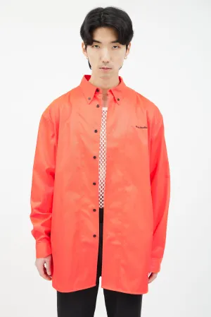 Neon Red Embroidered Logo Jacket