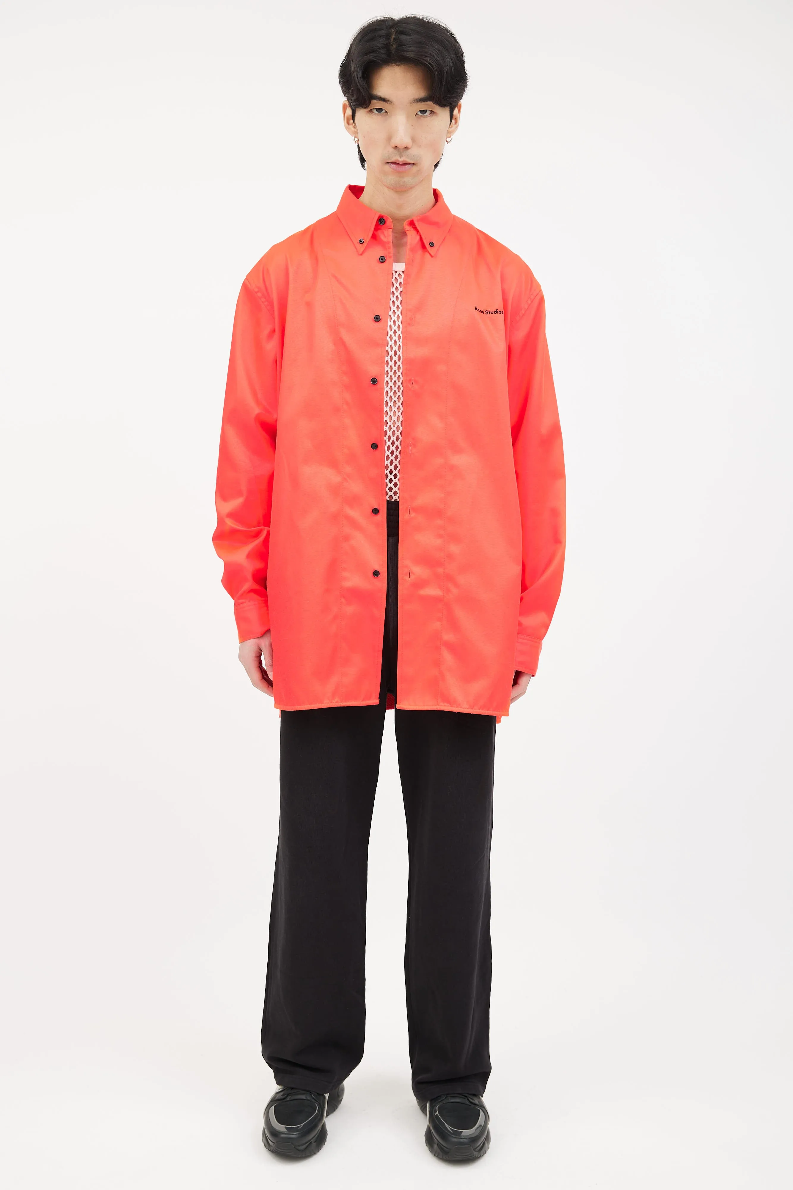 Neon Red Embroidered Logo Jacket