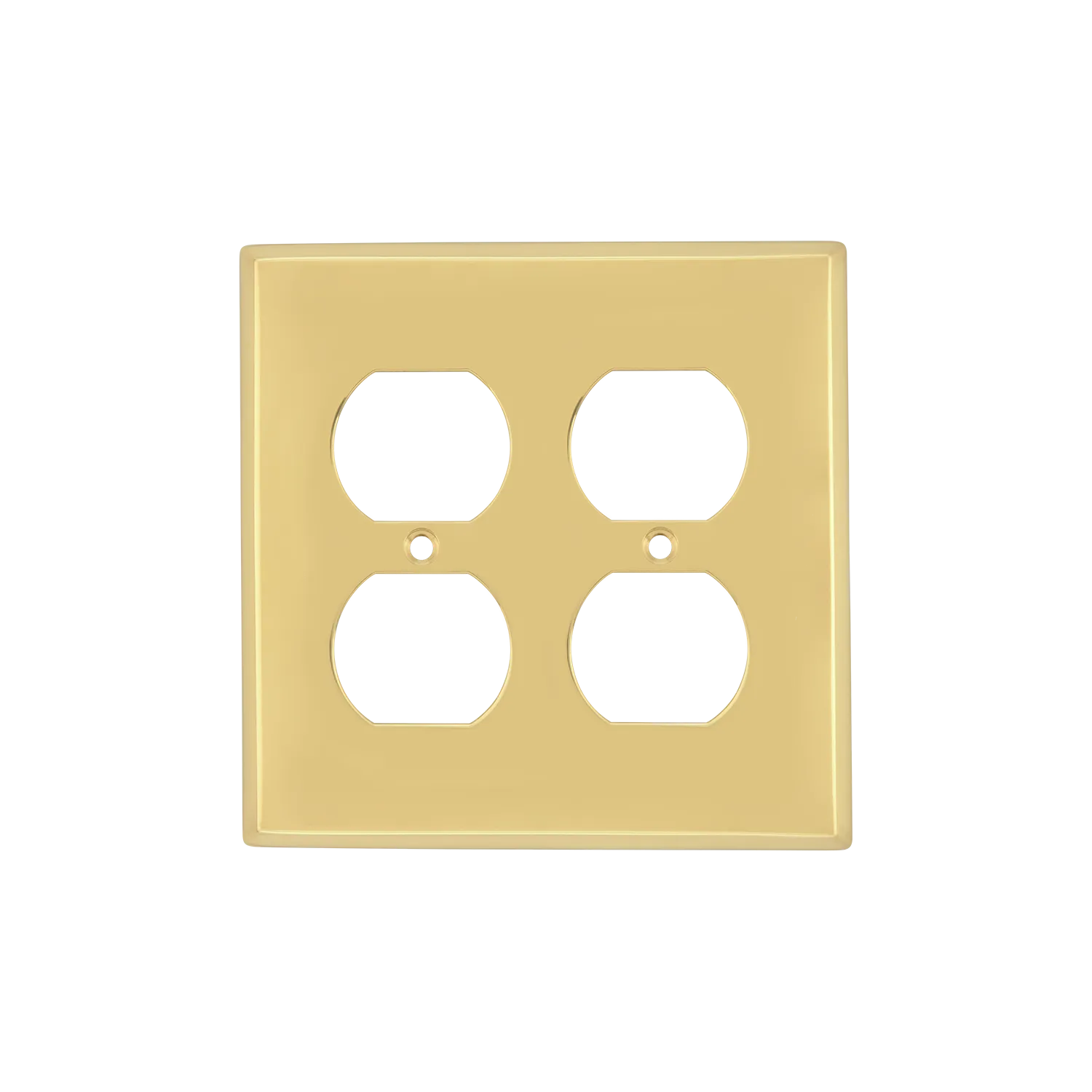 New York Switch Plate with Double Outlet in Polished Brass