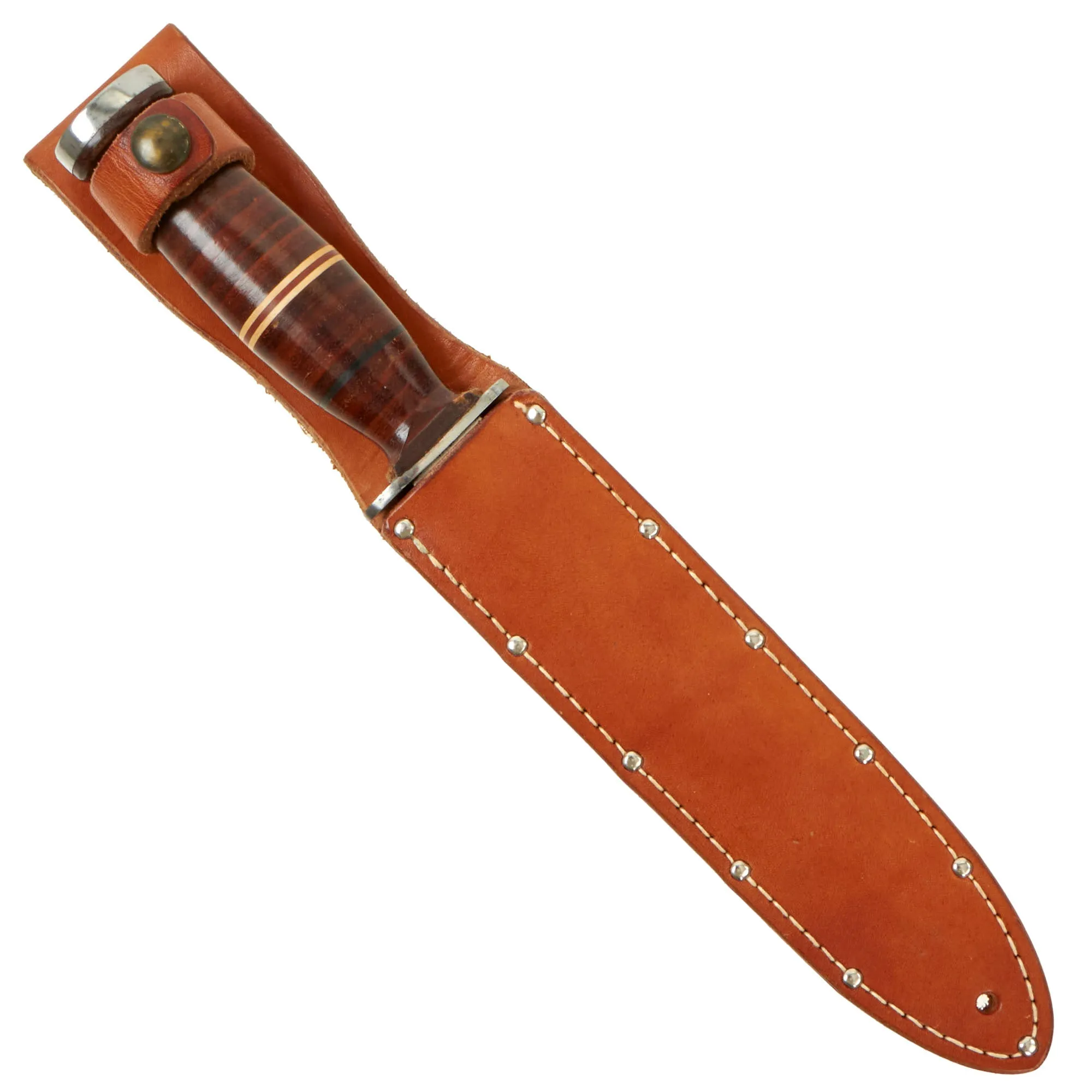 Original U.S. WWII Era Private Purchase M3 Style Fighting Knife by Aerial With Leather Sheath