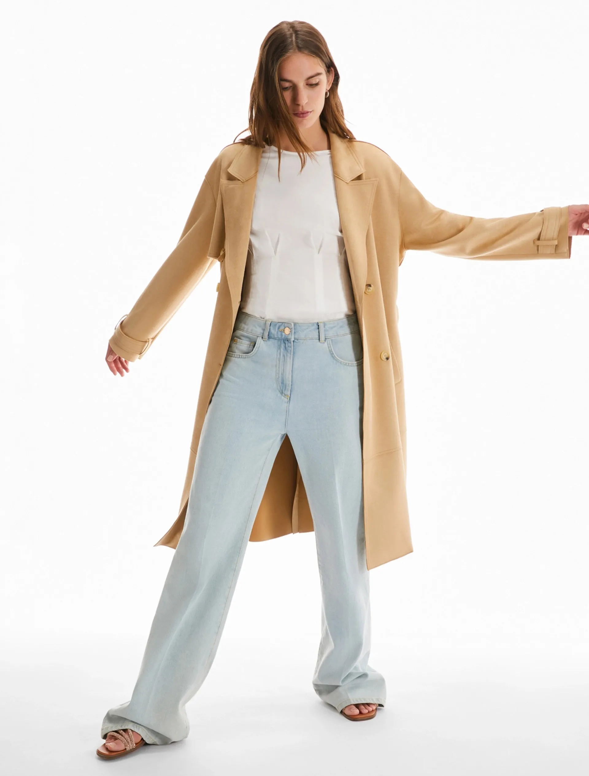 Pennyblack Brunate Suede Trench Coat Sand