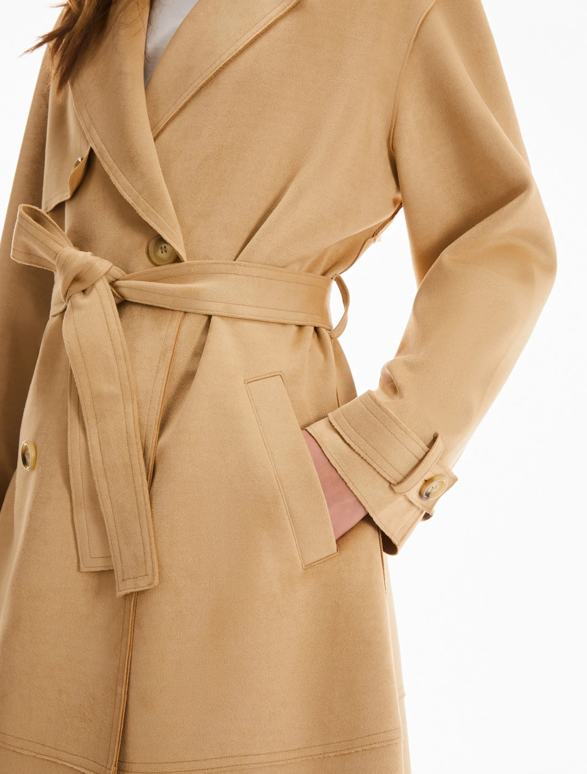 Pennyblack Brunate Suede Trench Coat Sand