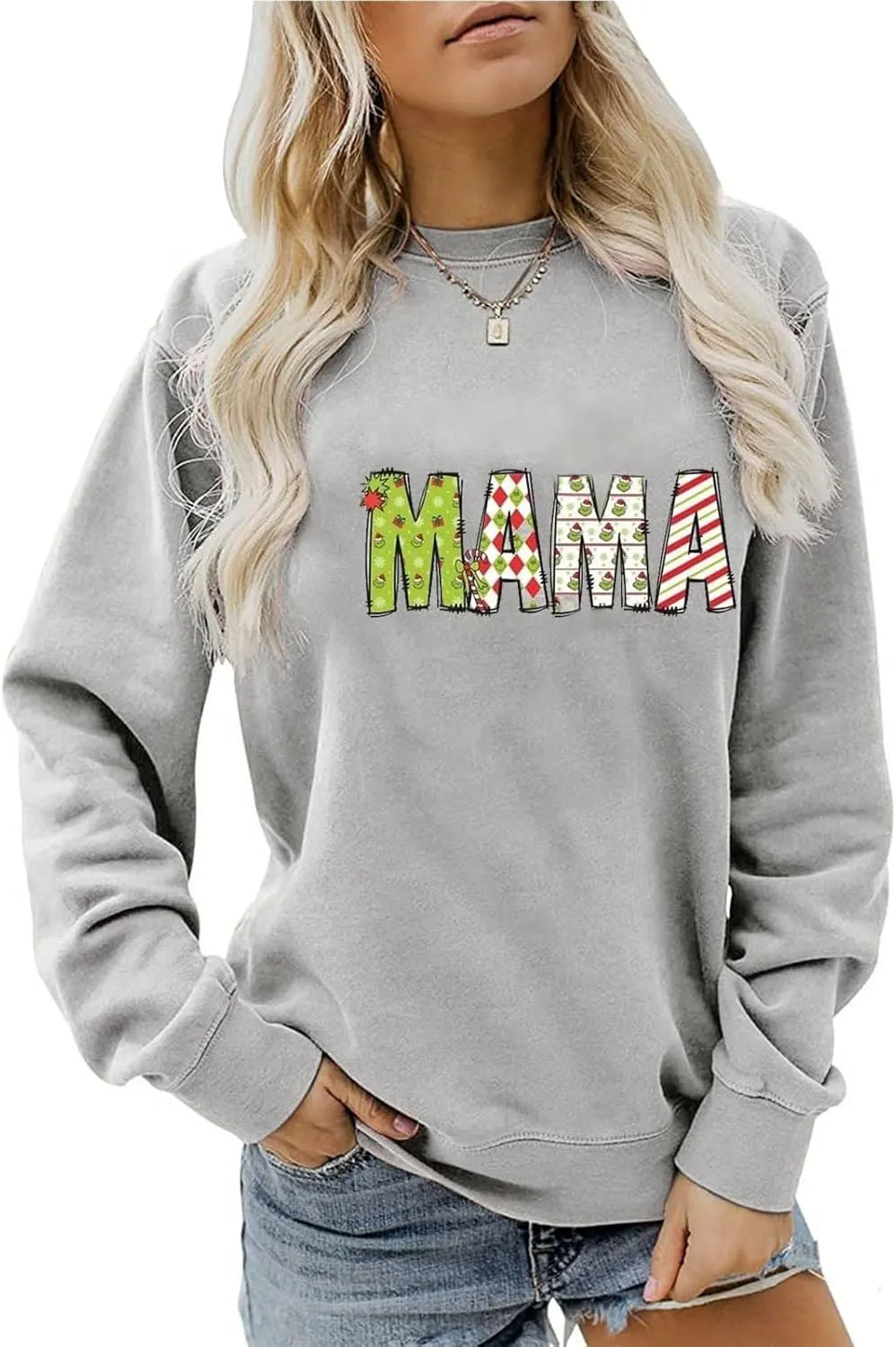 Pingyongchang Mama Sweatshirt Christmas Cute Cake Graphic Printed for Women Casual Xmas Holiday Sweaters Pullover Tops