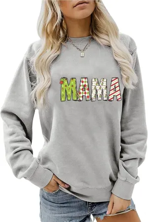 Pingyongchang Mama Sweatshirt Christmas Cute Cake Graphic Printed for Women Casual Xmas Holiday Sweaters Pullover Tops
