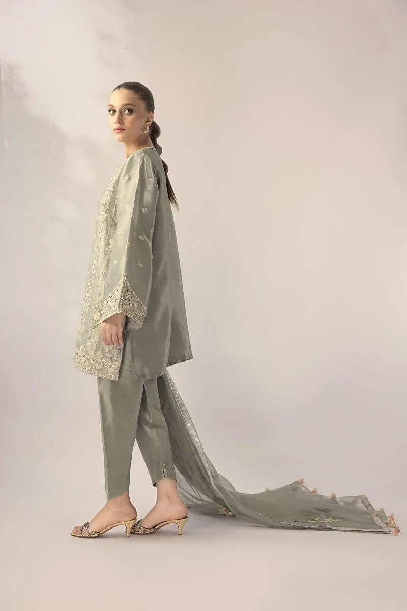 Sania Maskatiya - Celina - TISSUE - Metallic Celadon - 3 Piece