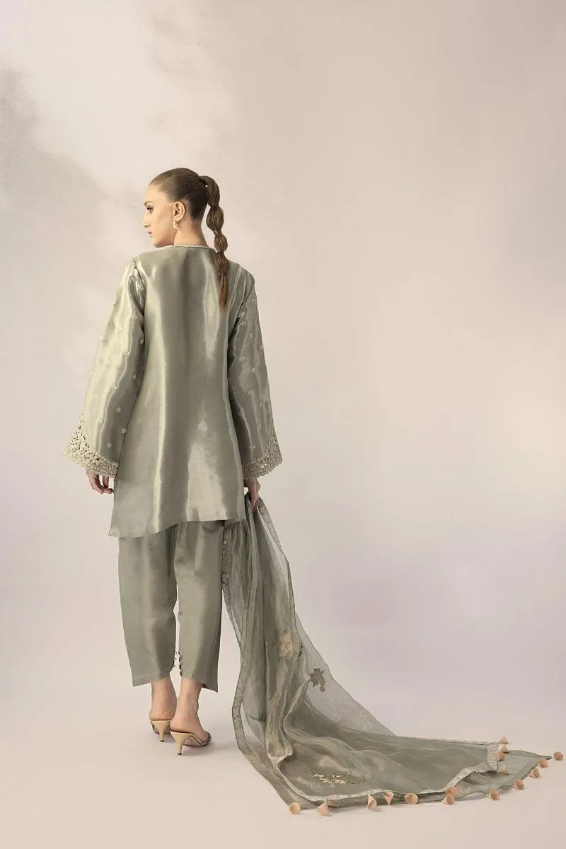 Sania Maskatiya - Celina - TISSUE - Metallic Celadon - 3 Piece