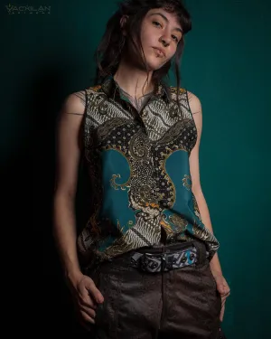 Shirt Woman Sleeveless / Cotton - BATIK Teal