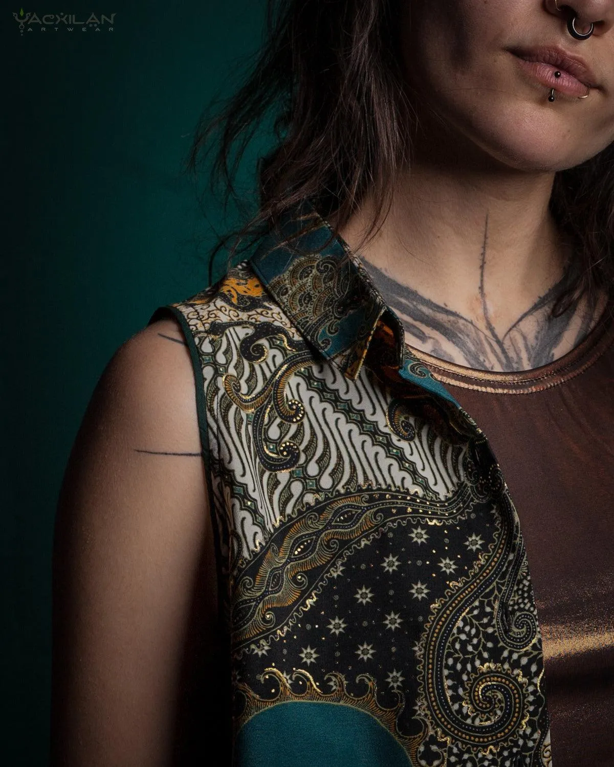 Shirt Woman Sleeveless / Cotton - BATIK Teal
