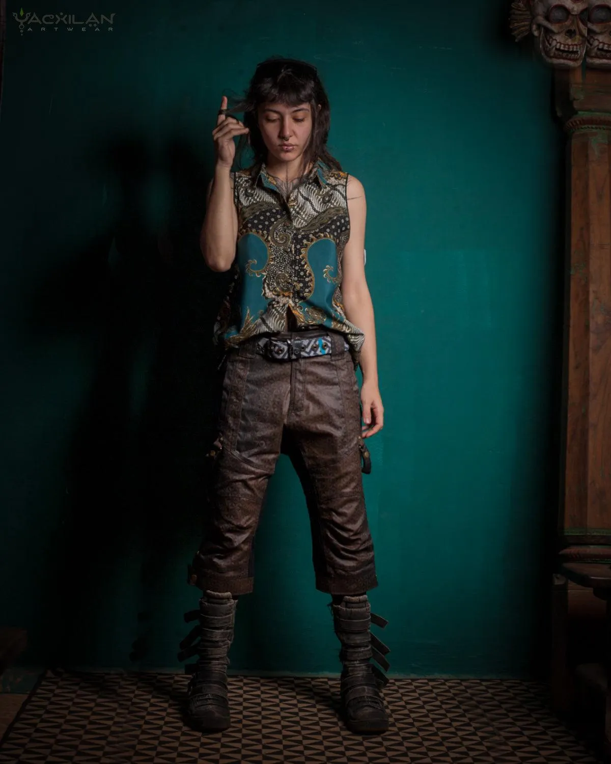 Shirt Woman Sleeveless / Cotton - BATIK Teal