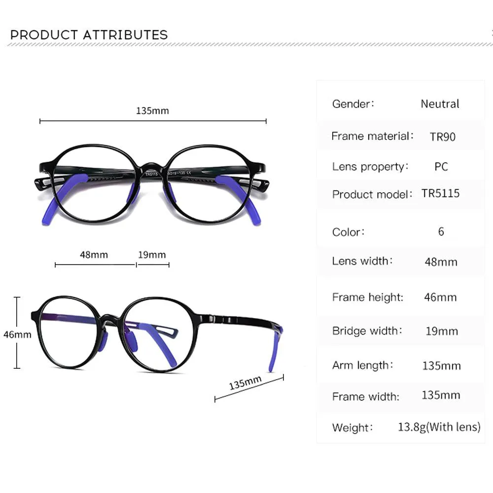 Smart - (Age 5-13)Children Non-slip Blue Light Blocking Glasses-Transparent Light Brown