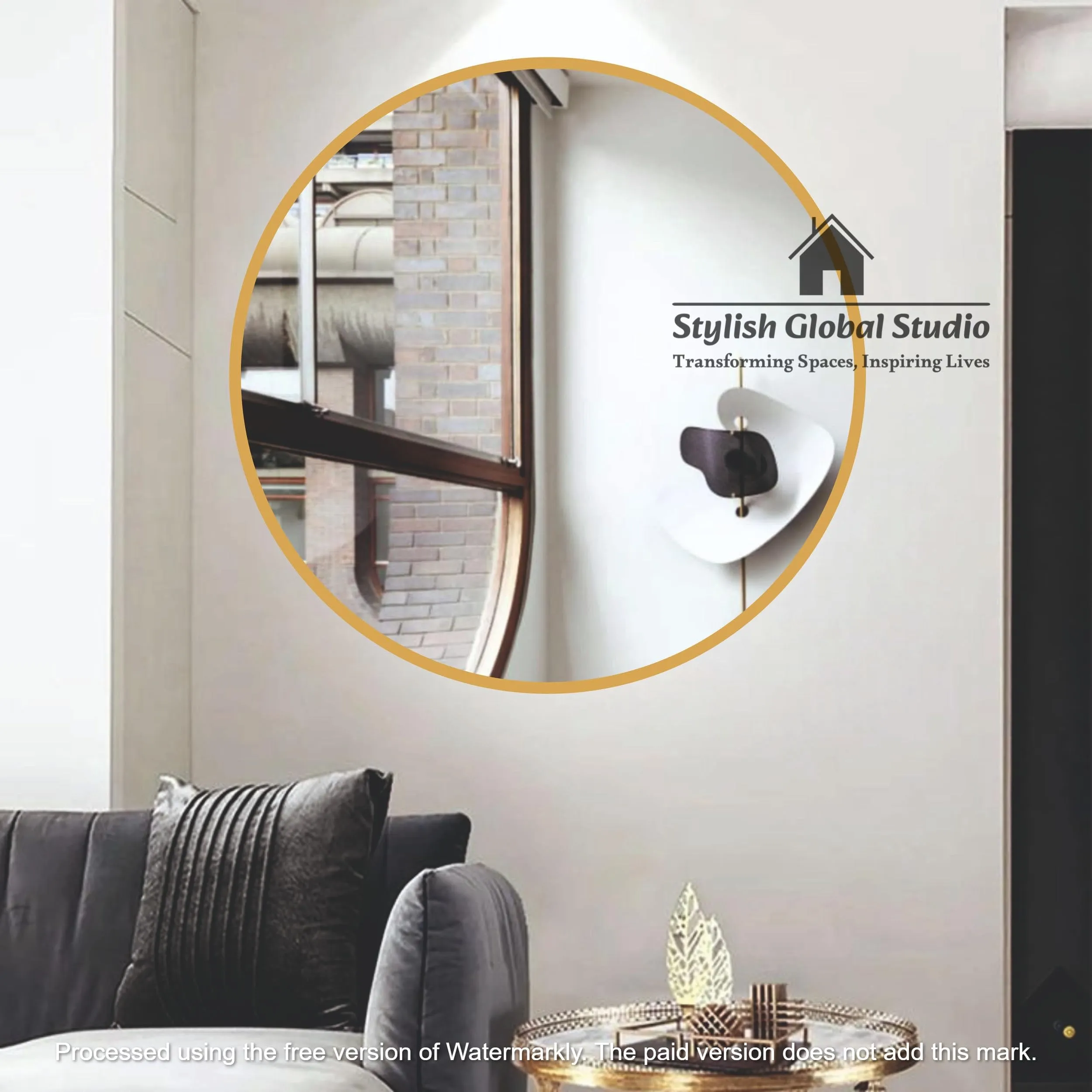 Stylish Vanity Round Wall Mirror I Metal Frame I Modern Design Metal Frame I Bathroom Wash Basin, Bedroom, Drawing Room (Gold, 24")