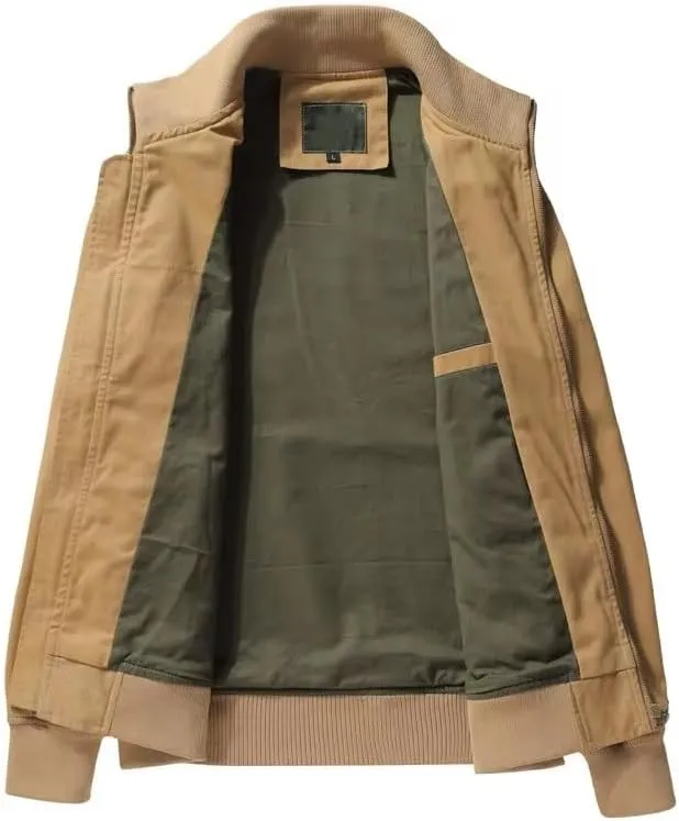 Tanker Style WWII US Military Cotton Jacket Green & Khaki - WW2 Fury Brad Pitt Bomber Cotton Jacket - US Army Tanker Jacket