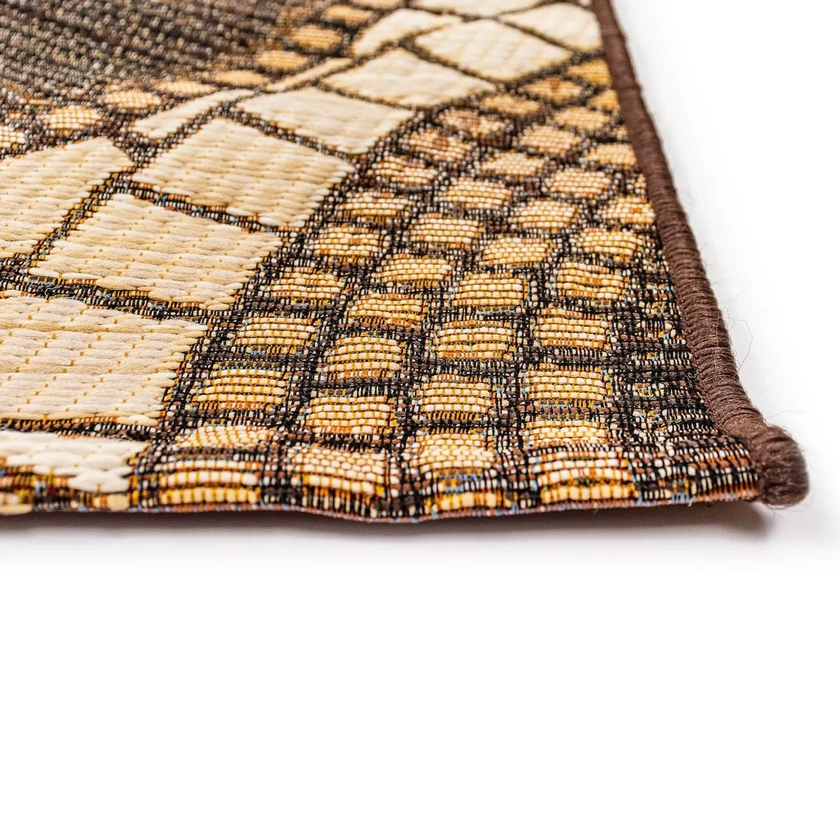 Trans-Ocean MARINA Indoor/Outdoor Power Loomed Synthetic Blend Low Profile Area Rug  - Brown