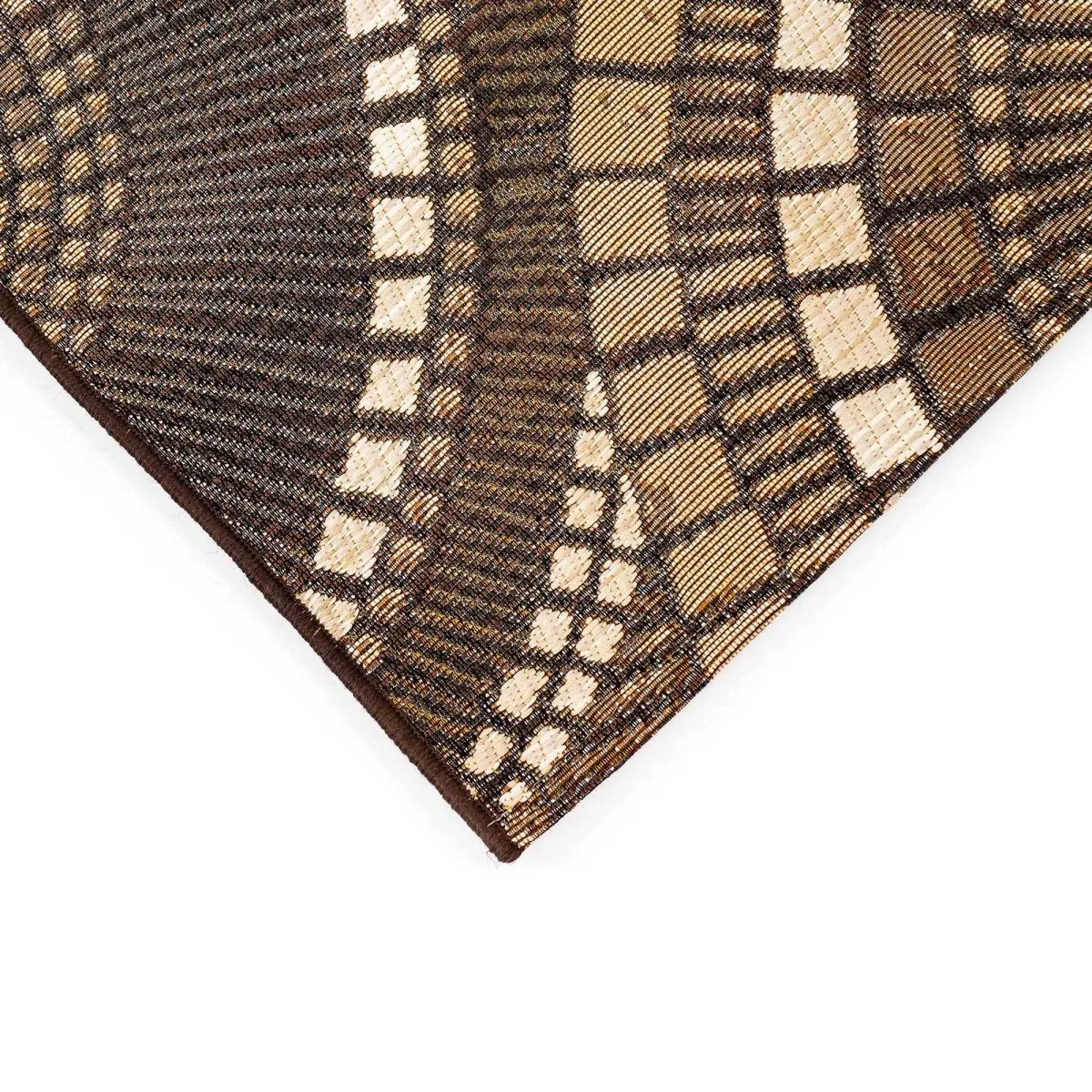 Trans-Ocean MARINA Indoor/Outdoor Power Loomed Synthetic Blend Low Profile Area Rug  - Brown