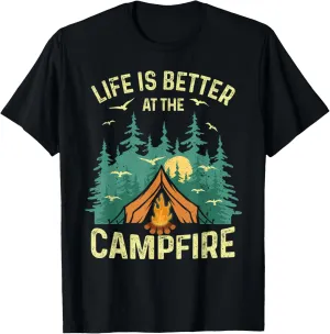 Unique Camping Gift RV Camper Accessories & Stuff Unisex-Adults, Kids Black Cotton 60%, Polyester 40% Short Sleeve Crew Neck T-Shirt Small Camping, Outdoor Adventures