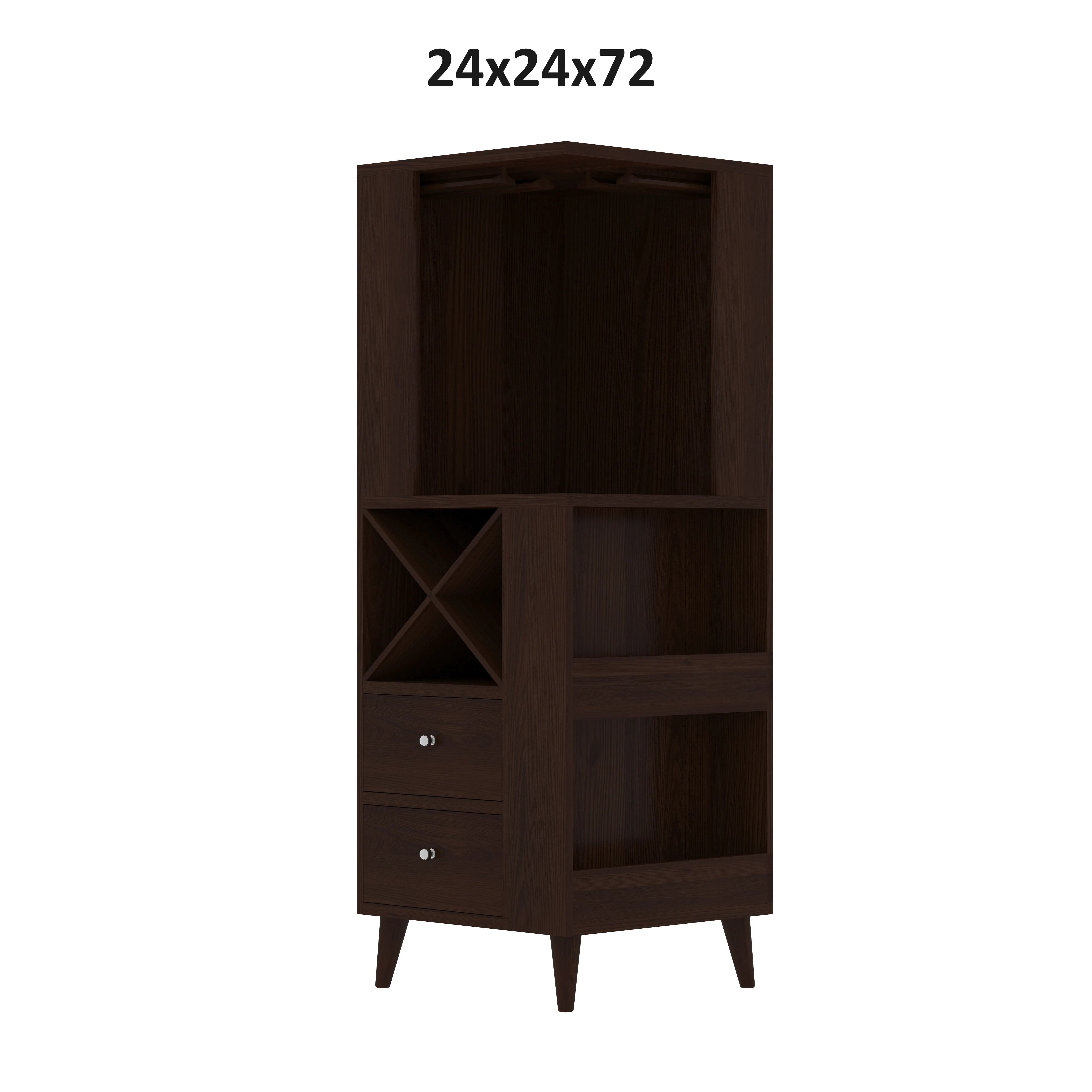 Unique Dark Mahogany Finished Wooden Handmade Bar Cabinet