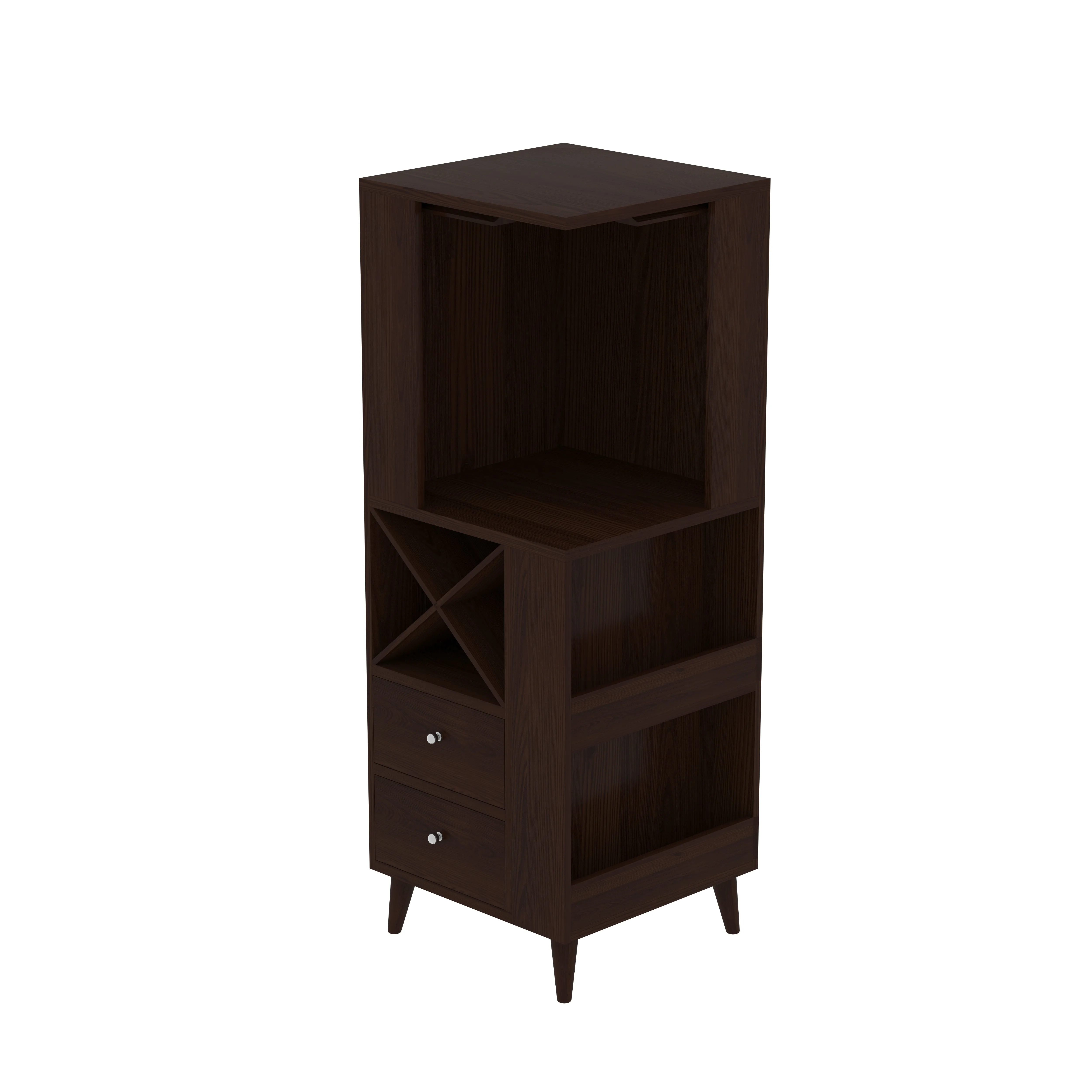 Unique Dark Mahogany Finished Wooden Handmade Bar Cabinet