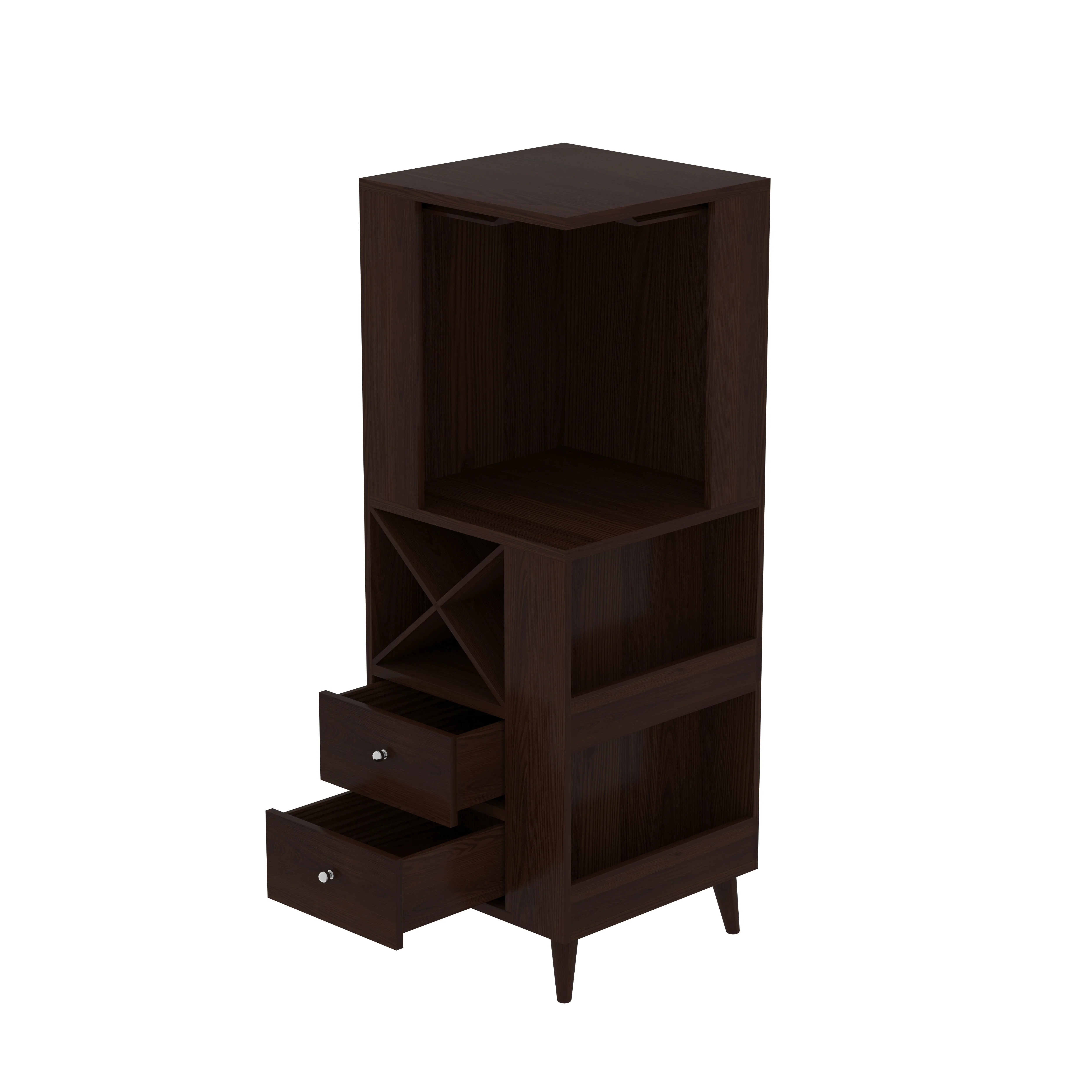 Unique Dark Mahogany Finished Wooden Handmade Bar Cabinet