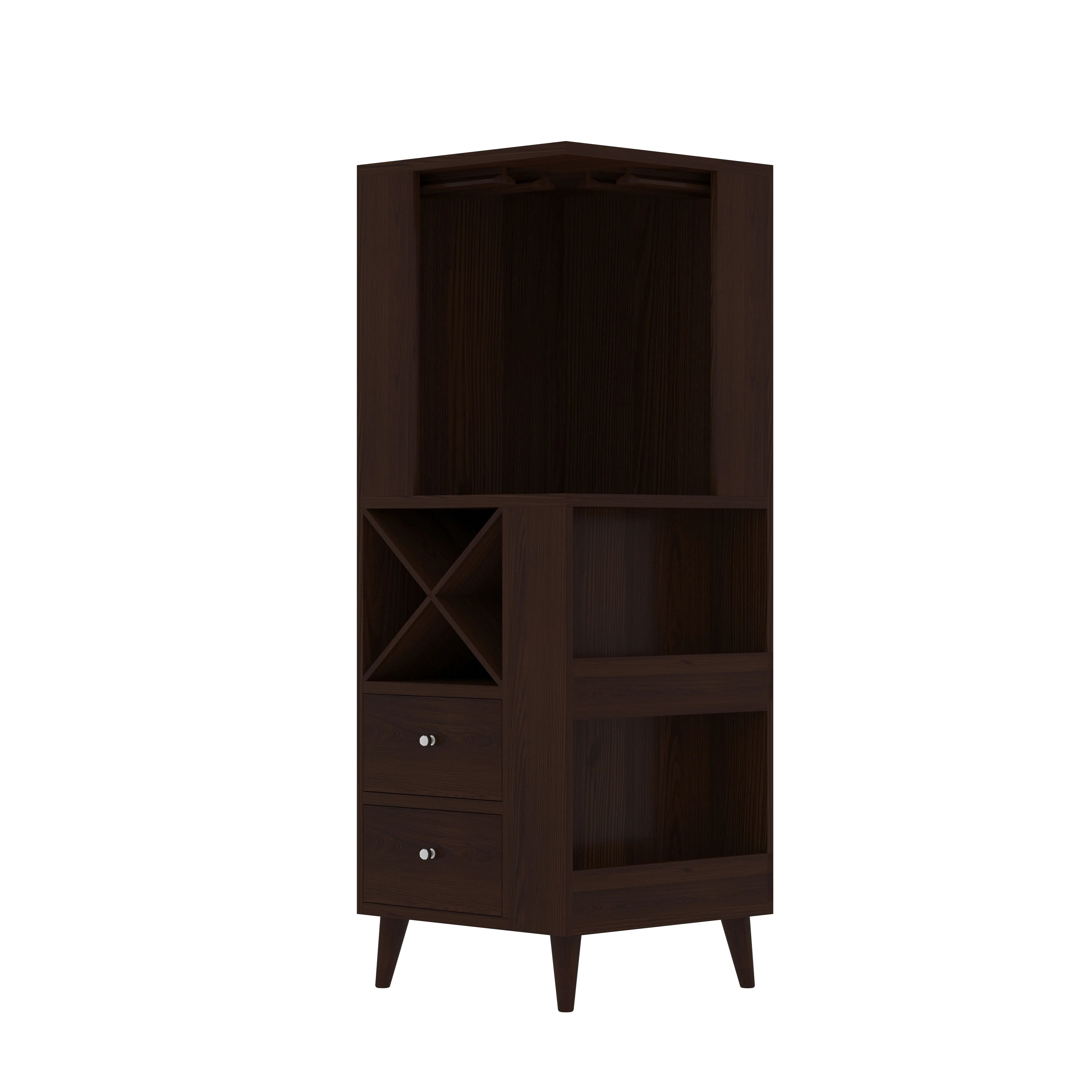 Unique Dark Mahogany Finished Wooden Handmade Bar Cabinet