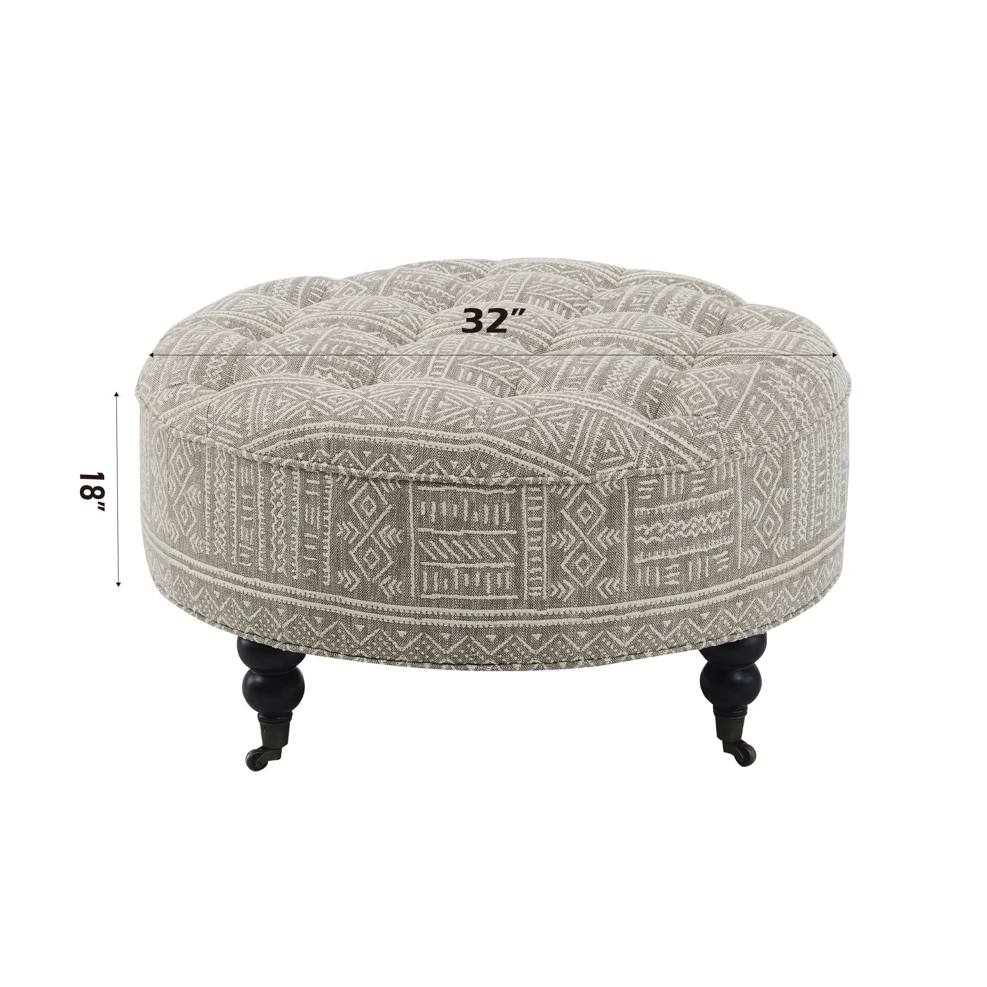 Upendo - Pattern Ottoman With Casters - Multi
