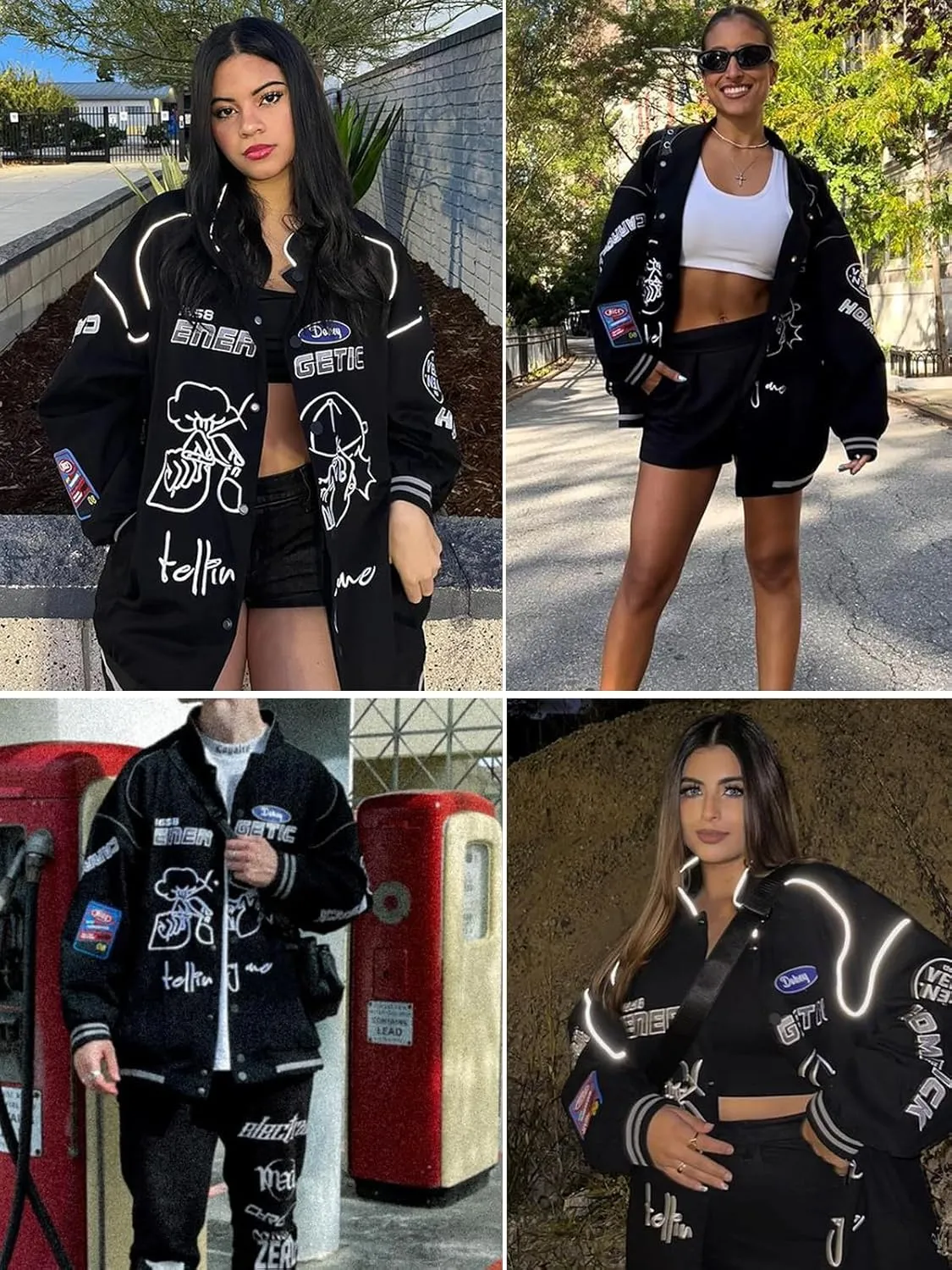 Vamtac Varsity Jacket Men Vintage Racing Car Letterman Nascar Graphic Fall Black Racer Baseball Oversized Coats Women
